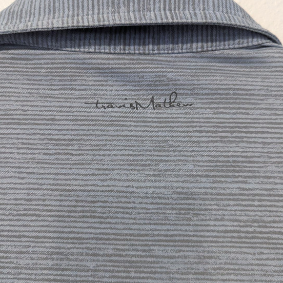Travis Matthew Men's Golf Polo Shirt Blue Grey Stripes - Picture 4 of 6